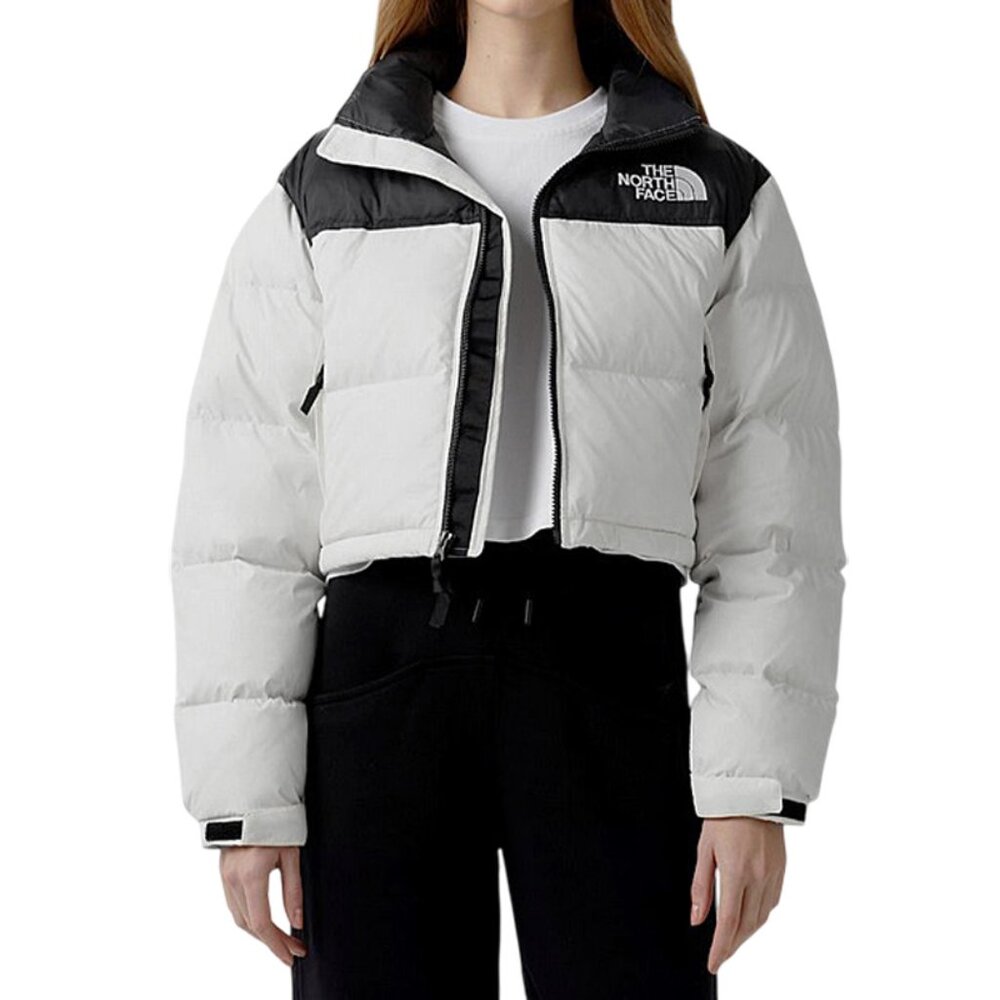 NEW! $288 North Face Nuptse Short Jacket! XXL Down Fill White Dune/TNF Black